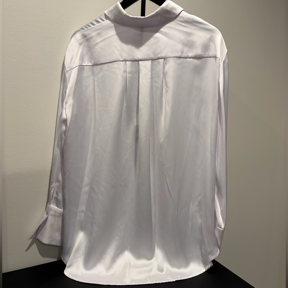 Alice + Olivia White Satin Blouse - Picture 3 of 8